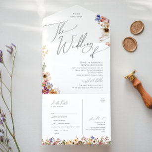 Boho Wildflower   Garden Wedding Of Seal and Send All In One Invitation