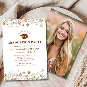 Boho Wildflower Graduation Party Boho Bloom Invitation