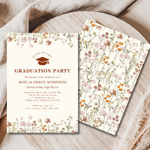 Boho Wildflower Graduation Party Boho Bloom Invitation