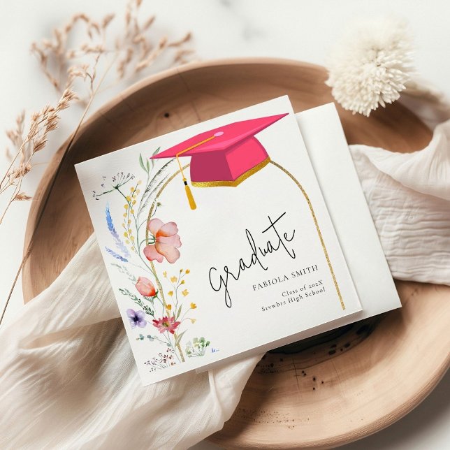 Boho WIldflower graduation Party Napkin (Creator Uploaded)