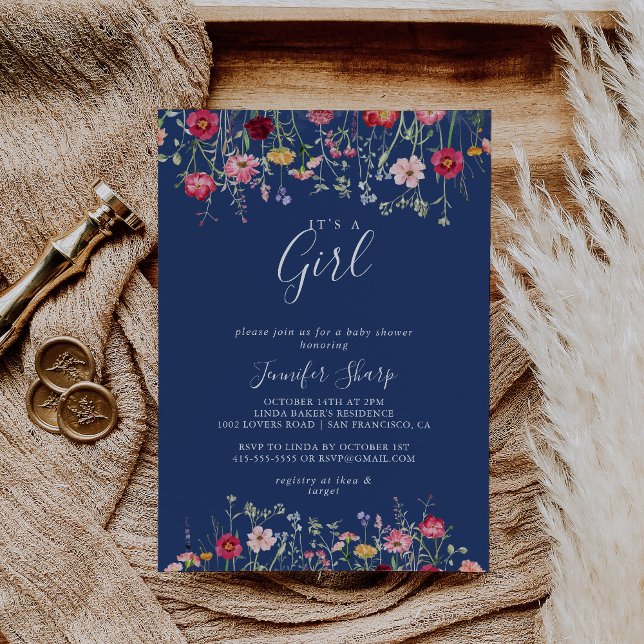 Boho Wildflower It's A Girl Baby Shower Invitation (Creator Uploaded)