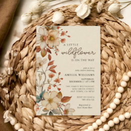 Boho Wildflower Ivory Floral Baby Shower Invitation
