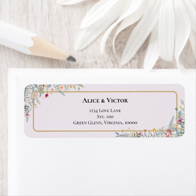 Boho Wildflower Lavender Wedding Return Address (Insitu)