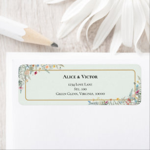 Boho Wildflower Mint Green Wedding Return Address