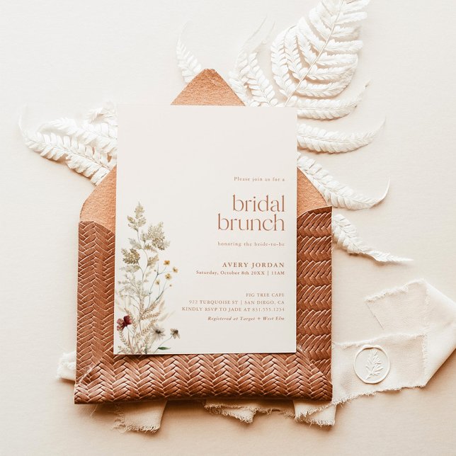 Boho Wildflower Modern Floral Fall Bridal Shower Invitation (Creator Uploaded)