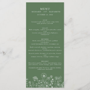 Boho Wildflower Modern Watercolor Wedding Menu