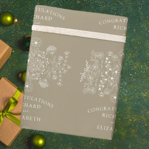 Boho Wildflower Modern Watercolor Wedding Wrapping Paper