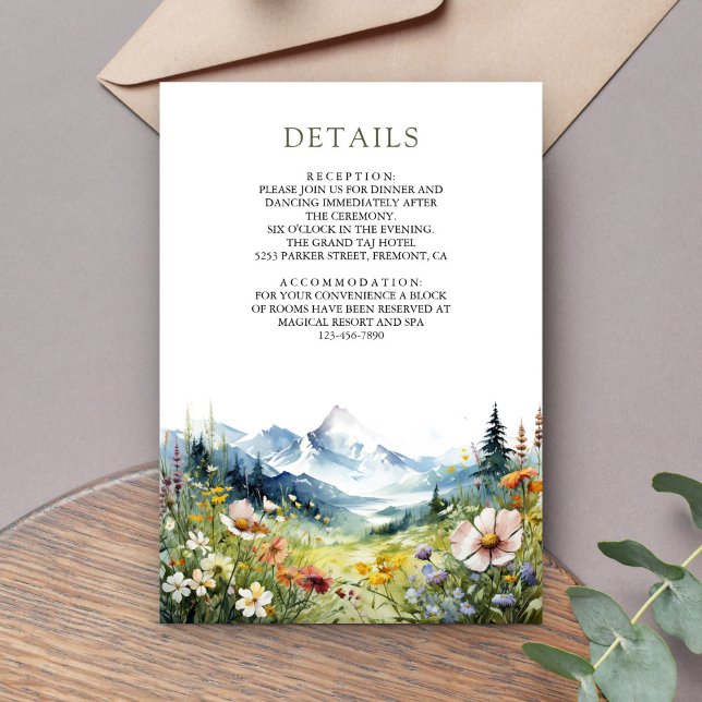 Boho Wildflower Mountain Meadow Wedding Details Enclosure Card (Creator Uploaded)