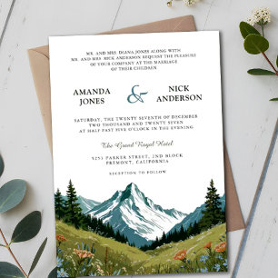 Boho Wildflower Mountain Meadow Wedding Invitation