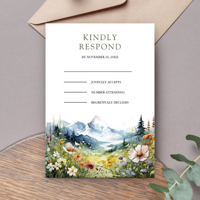 Boho Wildflower Mountain Meadow Wedding RSVP Card (Creator Uploaded)
