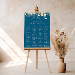 Boho Wildflower Navy Alphabetical Seating Chart