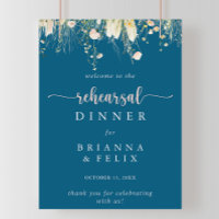 Boho Wildflower Navy Rehearsal Dinner Welcome