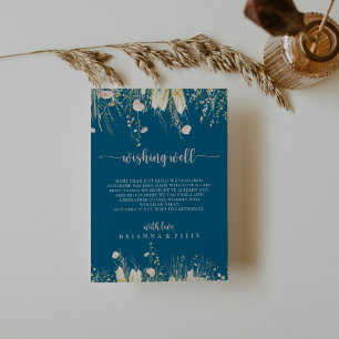 Boho Wildflower Navy Wedding Wishing Well  Enclosure Card