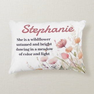 Boho Wildflower Personalized Name Pillow
