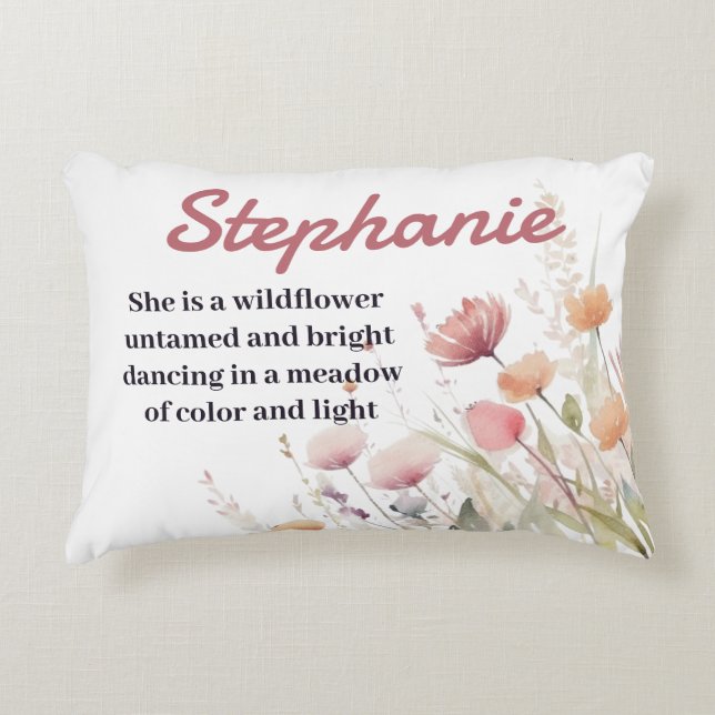 Boho Wildflower Personalized Name Pillow (Front)