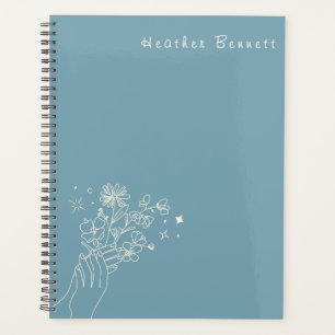 Boho Wildflower Personalized Teal Gift for Her Planner