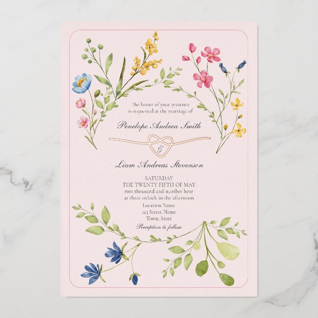 Boho Wildflower Pink Wedding (Front)