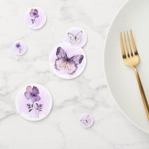 Boho Wildflower Purple Butterfly Baby Shower Confetti