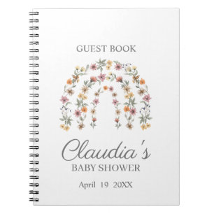 Boho Wildflower Rainbow Baby Shower Guest Notebook