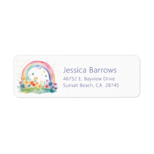 Boho Wildflower Rainbow Baby Shower Return Address
