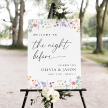 Boho Wildflower Rehearsal Dinner Welcome Sign