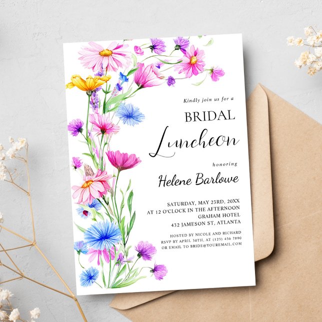Boho Wildflower Rustic Elegant Bridal Luncheon Invitation (Boho Wildflower Rustic Elegant Bridal Luncheon Invitation)