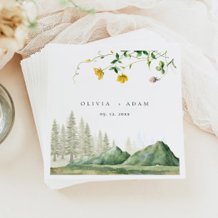 Boho Wildflower Rustic Forest Mountain Wedding Napkin