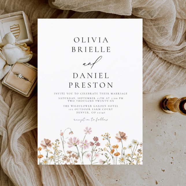 Boho Wildflower Rustic Garden Wedding Invitation (Creator Uploaded)