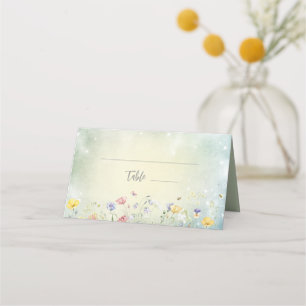Boho Wildflower Rustic Green Wedding Place Card