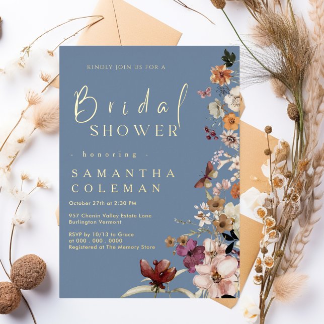 Boho Wildflower Rustic Periwinkle Bridal Shower (Creator Uploaded)