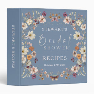 Boho Wildflower Rustic Periwinkle Bridal Shower Binder