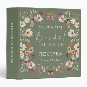 Boho Wildflower Rustic Sage Green Bridal Shower Binder