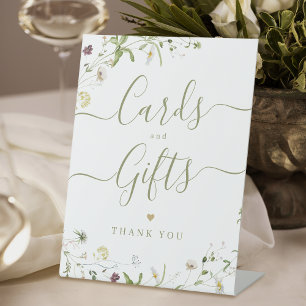 Boho Wildflower rustic Wedding Cards And Gifts Pedestal Sign