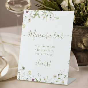 Boho Wildflower script rustic Bridal Shower Mimosa Pedestal Sign