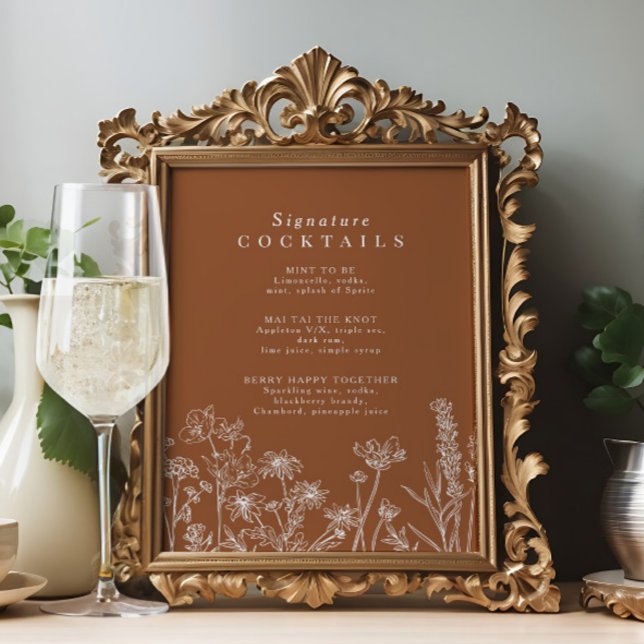 Boho Wildflower Signature Cocktail Menu Sign (Creator Uploaded)