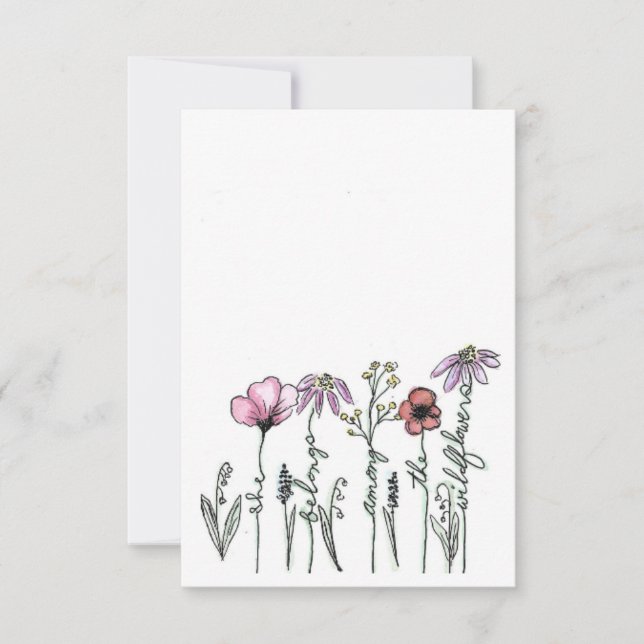 Boho wildflower sketch greeting card (Front)