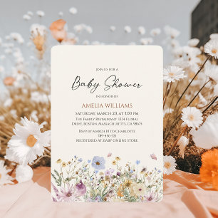 Boho Wildflower Soft Baby Shower Invitation