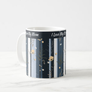 Boho Wildflower Striped Modern Love My Mom Coffee Mug