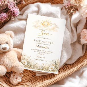 Boho Wildflower Sunshine Baby Shower Invitation