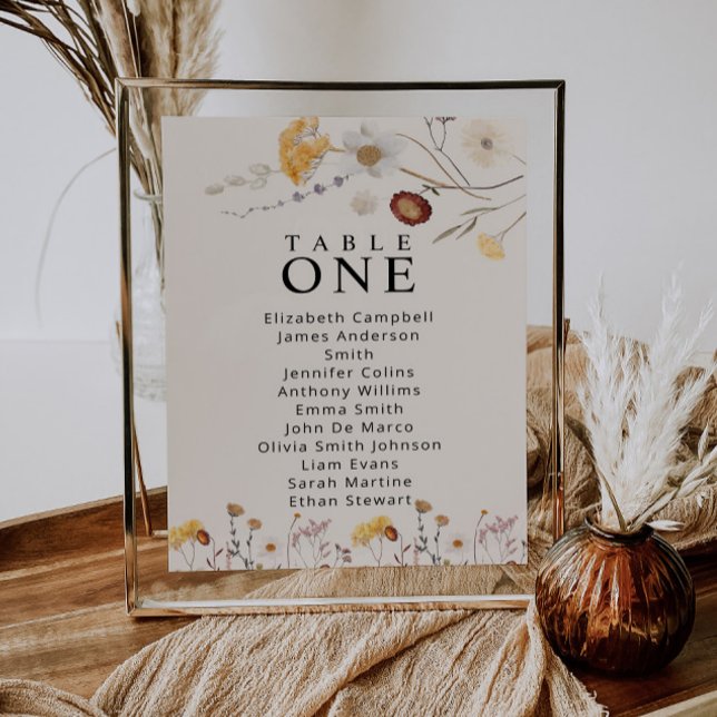 Boho Wildflower Table Seating Chard Cards (Creator Uploaded)