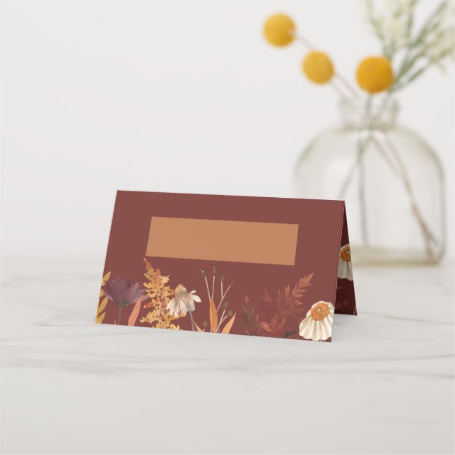 Boho Wildflower Terracotta Autumn Fall Wedding Place Card