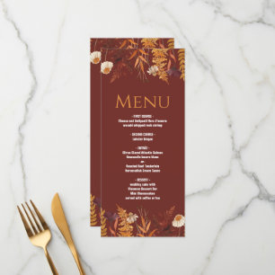 Boho Wildflower Terracotta Autumn Wedding Menu