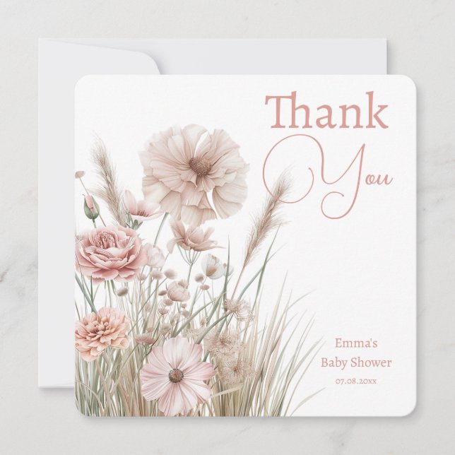 Boho Wildflower Thank You Card (Front)