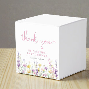 Boho Wildflower Watercolor Baby Girl Shower Favor Box