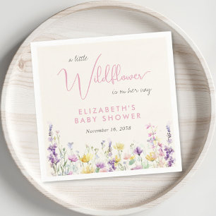 Boho Wildflower Watercolor Baby Shower Napkin