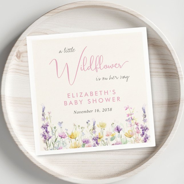 Boho Wildflower Watercolor Baby Shower Napkin (Boho Wildflower Watercolor Baby Shower Napkins)