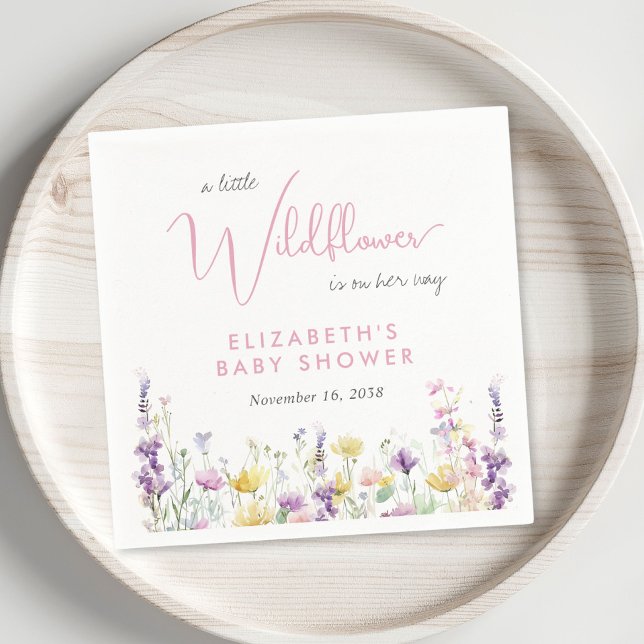 Boho Wildflower Watercolor Baby Shower Napkin (Boho Wildflower Watercolor Baby Shower Napkins)
