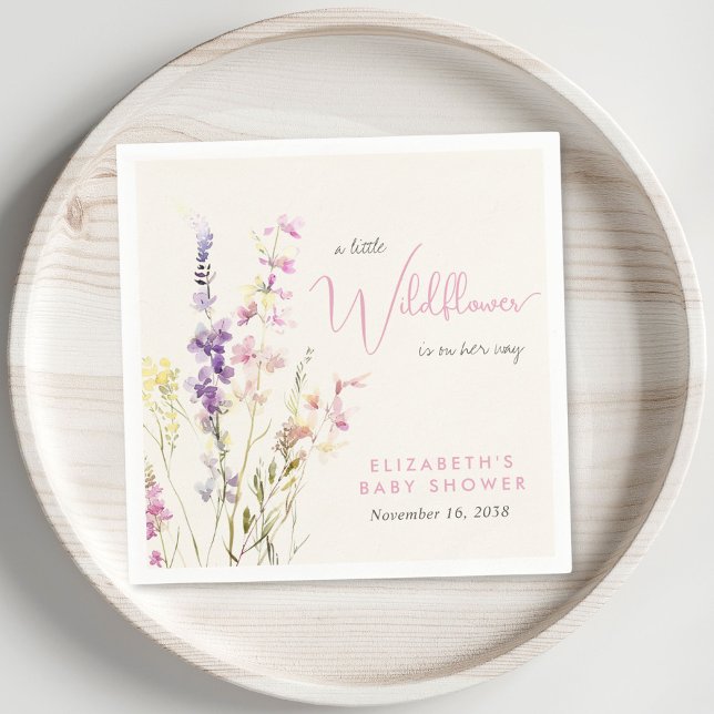 Boho Wildflower Watercolor Baby Shower Napkins (Boho Wildflower Watercolor Baby Shower Napkins)