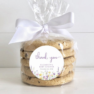 Boho Wildflower Watercolor Baby Shower Thank You Classic Round Sticker