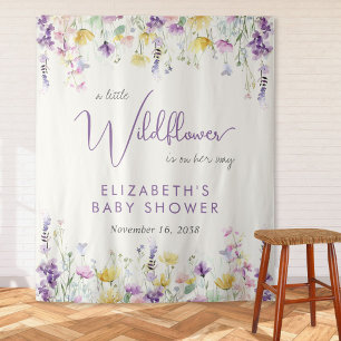 Boho Wildflower Watercolor Baby Shower Welcome Tapestry